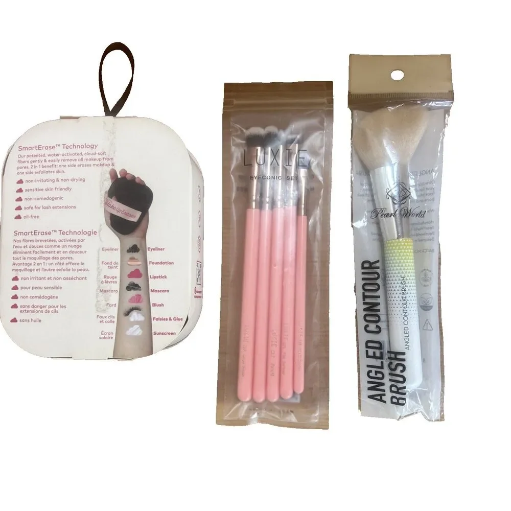 Make Up Brush Sets Luxie, Pearl World & Make Up 7 Day Smart Erase Pads Bundle